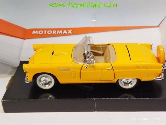 ماشین فلزی فورد تاندربرد (1:24) (FORD THUNDERBIRD 1956 MOTORMAX) زرد