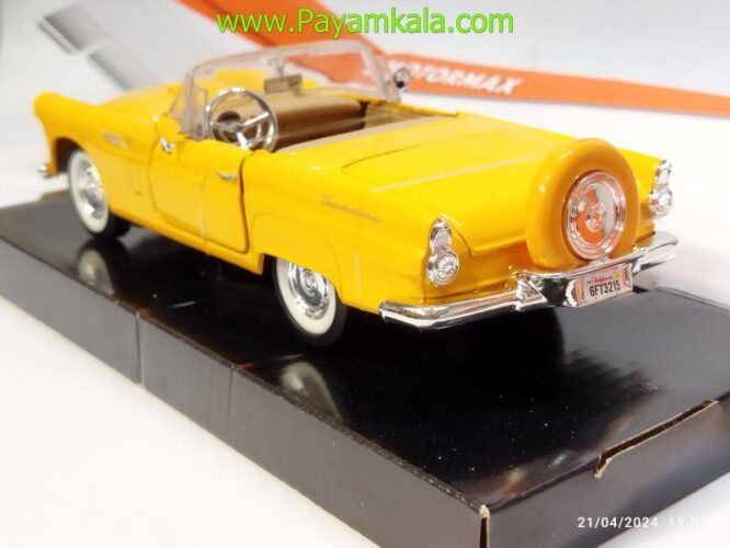 ماشین فلزی فورد تاندربرد (1:24) (FORD THUNDERBIRD 1956 MOTORMAX) زرد