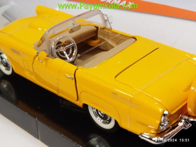 ماشین فلزی فورد تاندربرد (1:24) (FORD THUNDERBIRD 1956 MOTORMAX) زرد