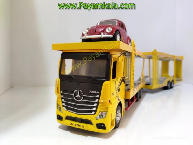 ماکت تریلی خودروبر مرسدس-بنز آکتروس (BENZ ACTROS 1851)(1:24) زرد