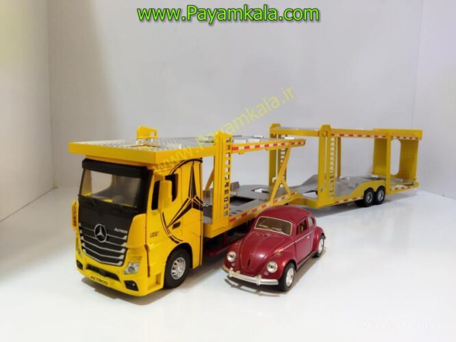 ماکت تریلی خودروبر مرسدس-بنز آکتروس (BENZ ACTROS 1851)(1:24) زرد