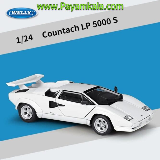 ماکت ماشین فلزی لامبورگینی کانتاش (LAMBORGHINI COUNTACH LP 5000S WELLY)(1:24) سفید