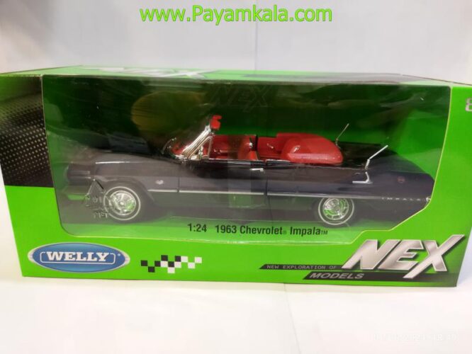 ماکت ماشین فلزی شورلت ایمپالا بزرگ (1:24)(1963 CHEVROLET IMPALA WELLY) مشکی