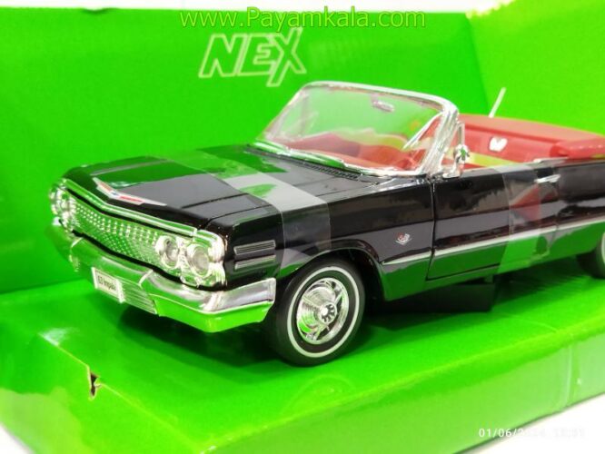 ماکت ماشین فلزی شورلت ایمپالا بزرگ (1:24)(1963 CHEVROLET IMPALA WELLY) مشکی