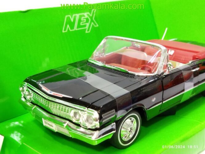 ماکت ماشین فلزی شورلت ایمپالا بزرگ (1:24)(1963 CHEVROLET IMPALA WELLY) مشکی