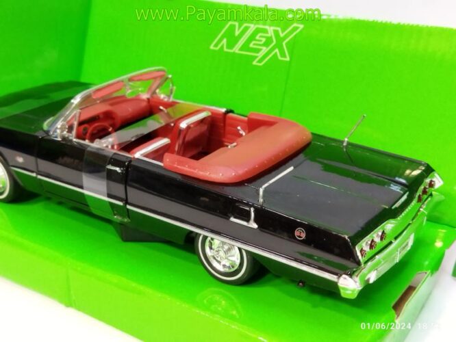 ماکت ماشین فلزی شورلت ایمپالا بزرگ (1:24)(1963 CHEVROLET IMPALA WELLY) مشکی