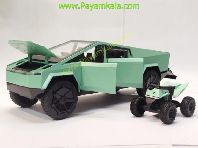 ماکت تسلا سایبر تراک با موتور (Tesla Cybertruck XHO) (1:24) سبز