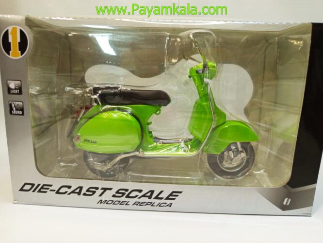 ماکت فلزی موتورسیکلت وسپا (VESPA PX125 1:12) سبز