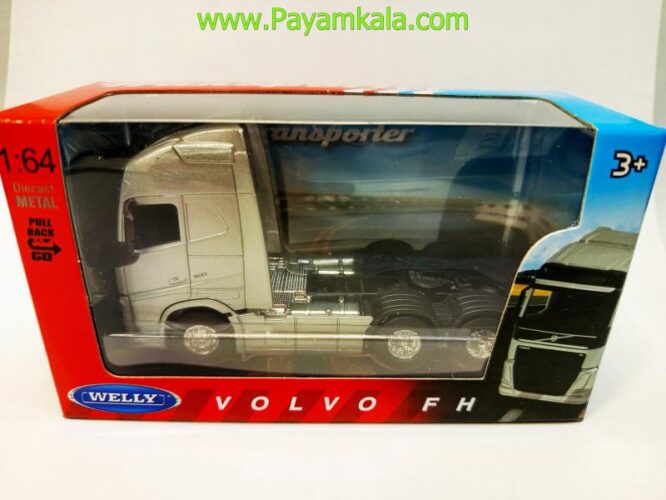 ماکت تریلی ولوو (VOLVO FH 1:64 WELLY) نقره ای