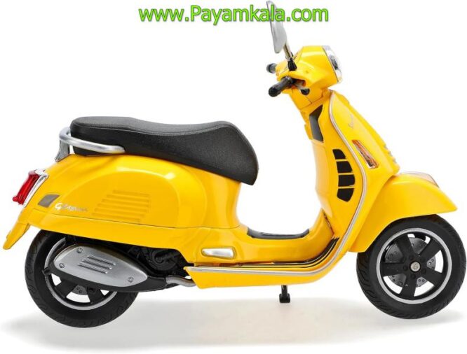 ماکت فلزی موتورسیکلت وسپا (VESPA GTS SUPER WELLY 1:12) زرد