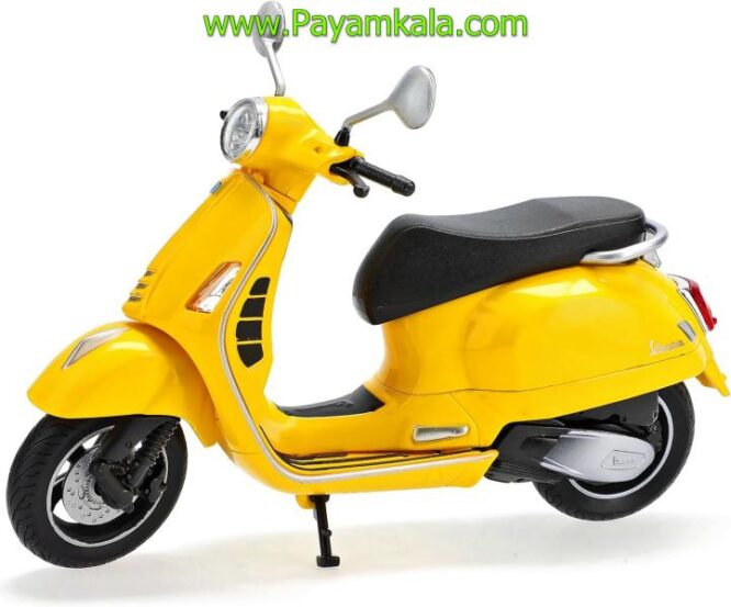 ماکت فلزی موتورسیکلت وسپا (VESPA GTS SUPER WELLY 1:12) زرد