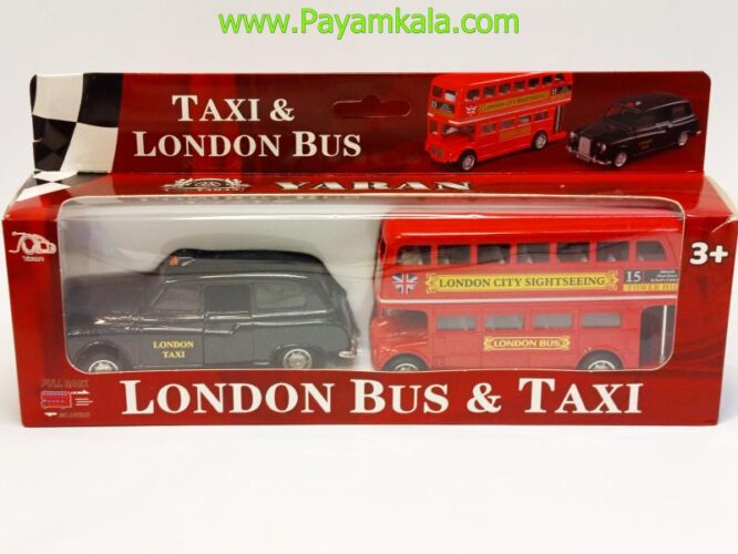 ماکت اتوبوس لندن سقفدار و تاکسی (LONDON BUS & TAXI 3458YT)