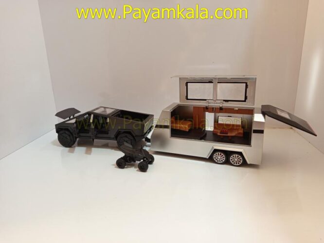 ماکت تسلا سایبر تراک با موتور و کاروان (TESLA CYBERTRUCK CHEZHI) (1:24) مشکی