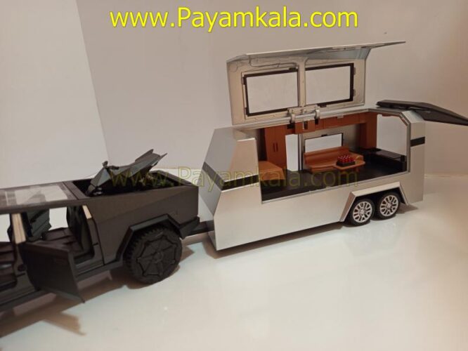 ماکت تسلا سایبر تراک با موتور و کاروان (TESLA CYBERTRUCK CHEZHI) (1:24) مشکی