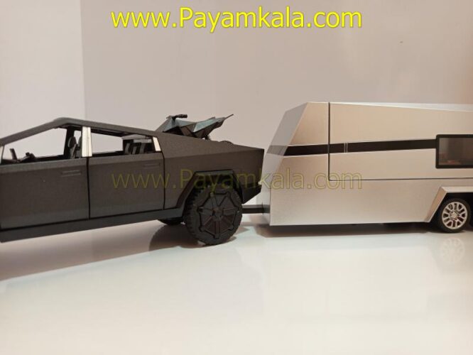 ماکت تسلا سایبر تراک با موتور و کاروان (TESLA CYBERTRUCK CHEZHI) (1:24) مشکی