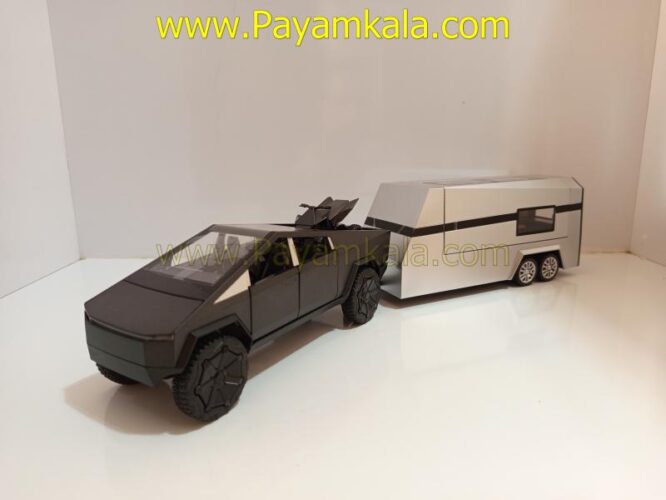 ماکت تسلا سایبر تراک با موتور و کاروان (TESLA CYBERTRUCK CHEZHI) (1:24) مشکی