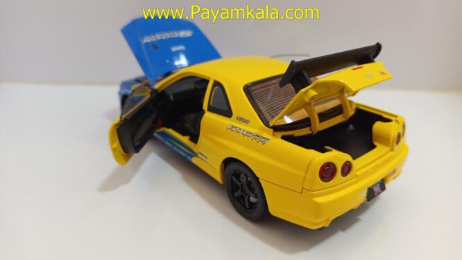 ماشین فلزی نیسان اسکای لاین (NISSAN SKYLINE)(JLF 1:24) زرد