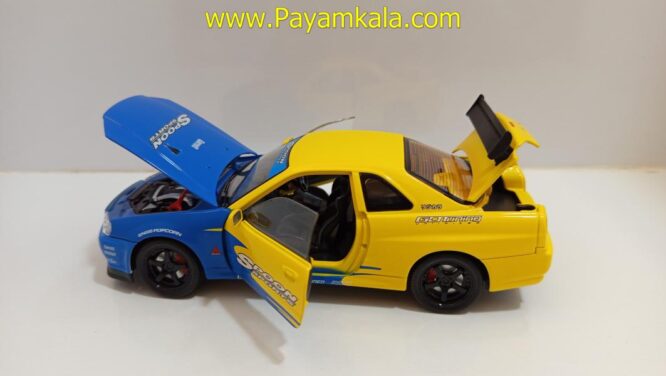 ماشین فلزی نیسان اسکای لاین (NISSAN SKYLINE)(JLF 1:24) زرد