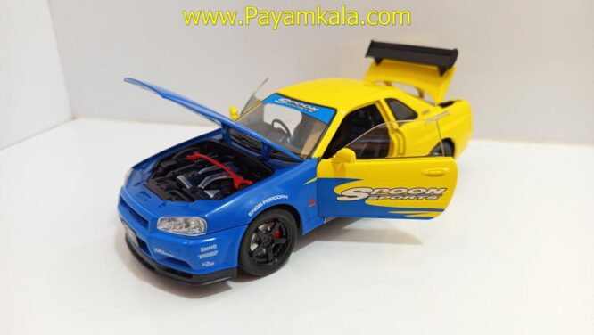 ماشین فلزی نیسان اسکای لاین (NISSAN SKYLINE)(JLF 1:24) زرد