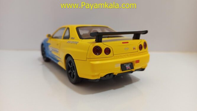 ماشین فلزی نیسان اسکای لاین (NISSAN SKYLINE)(JLF 1:24) زرد