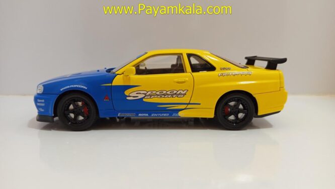 ماشین فلزی نیسان اسکای لاین (NISSAN SKYLINE)(JLF 1:24) زرد