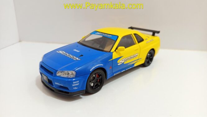 ماشین فلزی نیسان اسکای لاین (NISSAN SKYLINE)(JLF 1:24) زرد