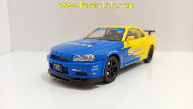 ماشین فلزی نیسان اسکای لاین (NISSAN SKYLINE)(JLF 1:24) زرد