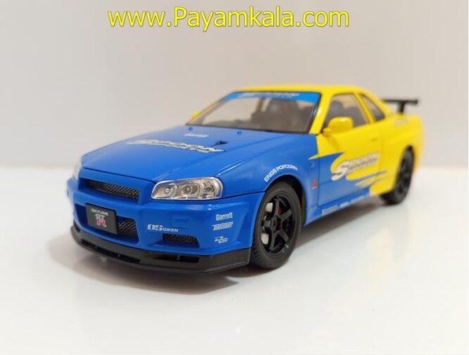 ماشین فلزی نیسان اسکای لاین (NISSAN SKYLINE)(JLF 1:24) زرد