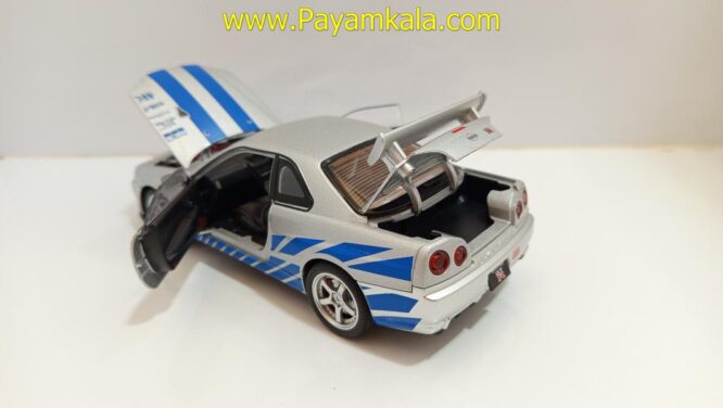 ماشین فلزی نیسان اسکای لاین (NISSAN SKYLINE)(JLF 1:24) نقره ای