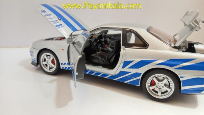 ماشین فلزی نیسان اسکای لاین (NISSAN SKYLINE)(JLF 1:24) نقره ای