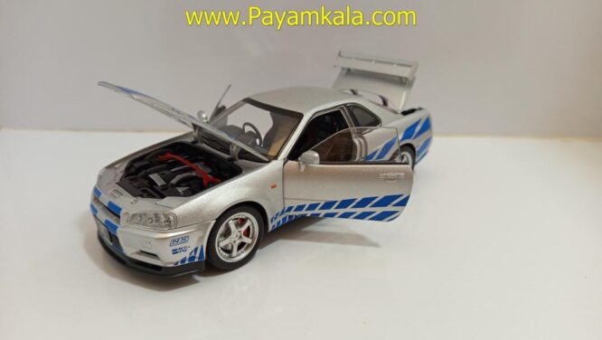 ماشین فلزی نیسان اسکای لاین (NISSAN SKYLINE)(JLF 1:24) نقره ای
