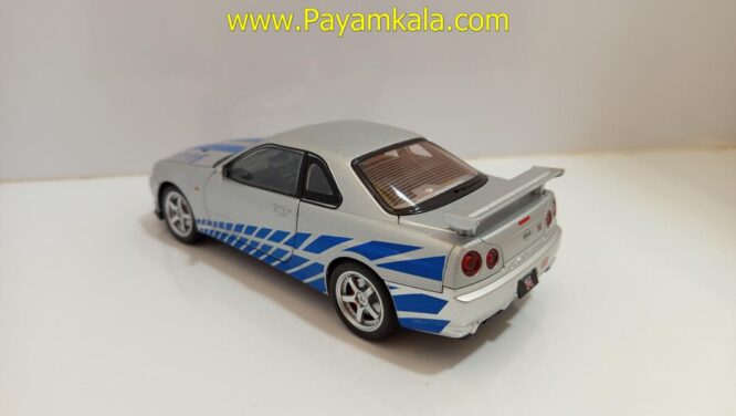 ماشین فلزی نیسان اسکای لاین (NISSAN SKYLINE)(JLF 1:24) نقره ای
