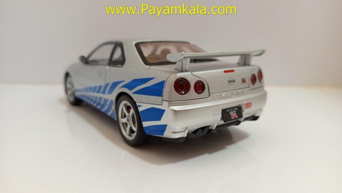 ماشین فلزی نیسان اسکای لاین (NISSAN SKYLINE)(JLF 1:24) نقره ای