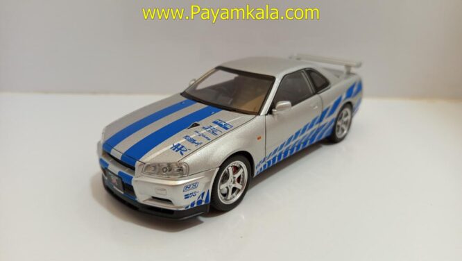 ماشین فلزی نیسان اسکای لاین (NISSAN SKYLINE)(JLF 1:24) نقره ای