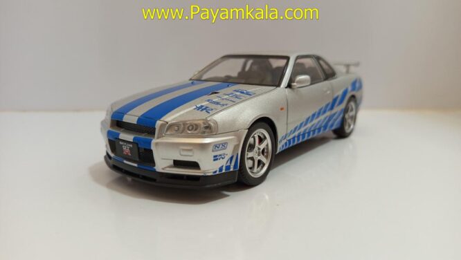 ماشین فلزی نیسان اسکای لاین (NISSAN SKYLINE)(JLF 1:24) نقره ای