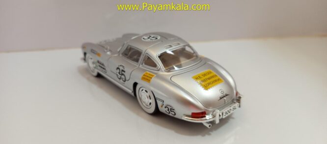 ماشین فلزی مرسدس بنز (BENZ 300SL JFL) (1:24) نقره ای رالی