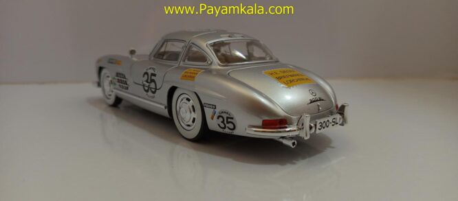 ماشین فلزی مرسدس بنز (BENZ 300SL JFL) (1:24) نقره ای رالی