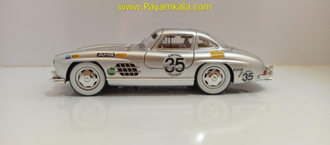 ماشین فلزی مرسدس بنز (BENZ 300SL JFL) (1:24) نقره ای رالی