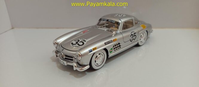 ماشین فلزی مرسدس بنز (BENZ 300SL JFL) (1:24) نقره ای رالی