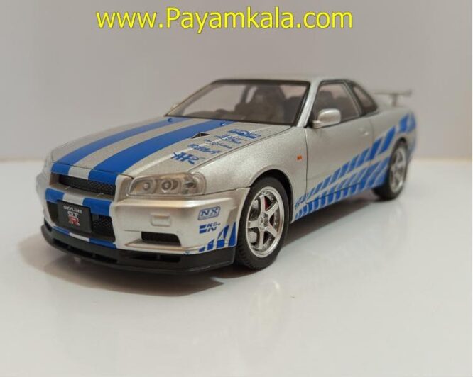 ماشین فلزی نیسان اسکای لاین (NISSAN SKYLINE)(JLF 1:24) نقره ای