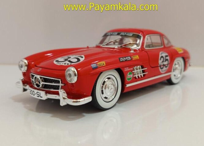 ماشین فلزی مرسدس بنز (BENZ 300SL JFL) (1:24) قرمز رالی