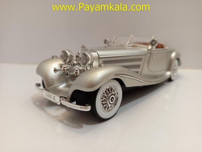 ماکت فلزی بنز کلاسیک نقره ای دودزا (CHEZHI 1:24) | موزیکال، چراغ‌دار، عقب‌کش و درب بازشو