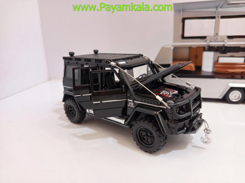 ماکت فلزی بنز برابوس با کاروان (1:32) برند XHO مشکی