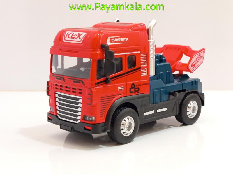 کامیون یدککش اسباب بازی قدرتی فلزی (KLX) قرمز