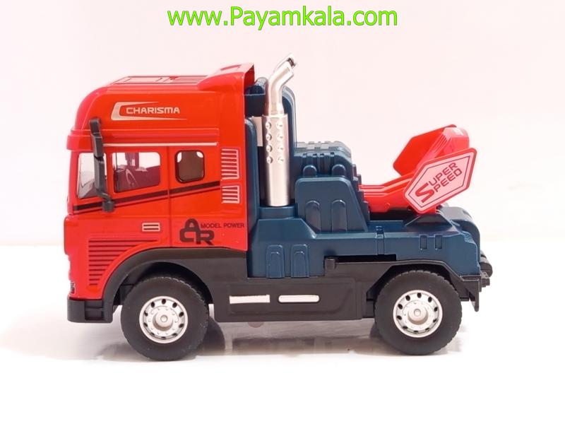 کامیون یدککش اسباب بازی قدرتی فلزی (KLX) قرمز