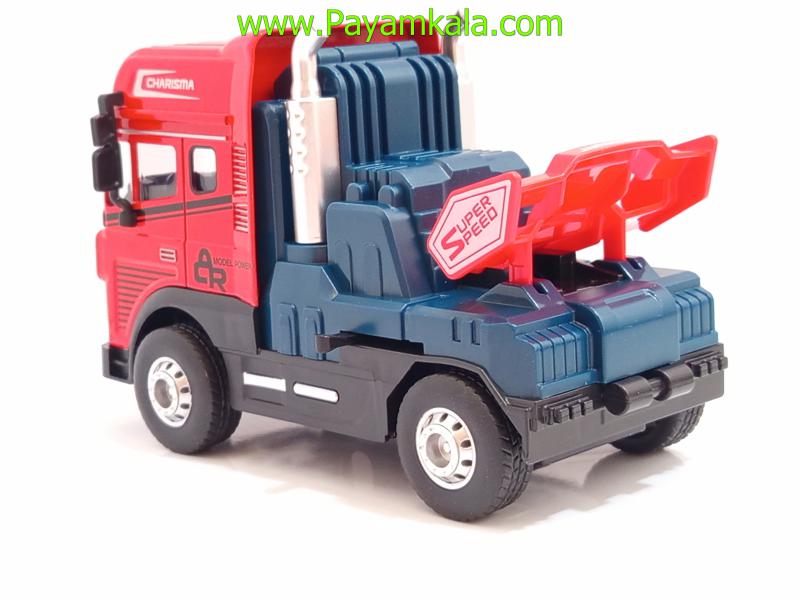 کامیون یدککش اسباب بازی قدرتی فلزی (KLX) قرمز