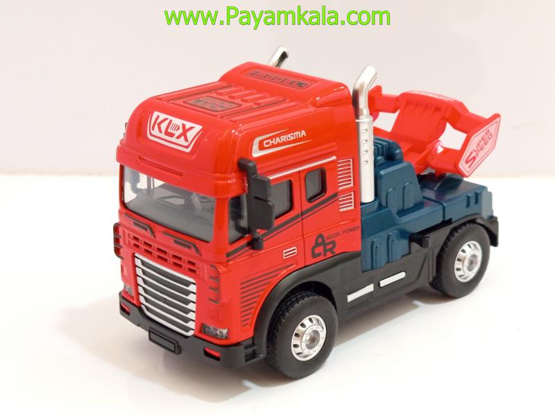کامیون یدککش اسباب بازی قدرتی فلزی (KLX) قرمز