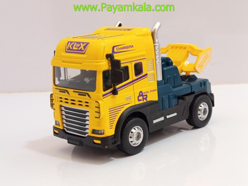 کامیون یدککش اسباب بازی عقبکش فلزی (KLX) زرد