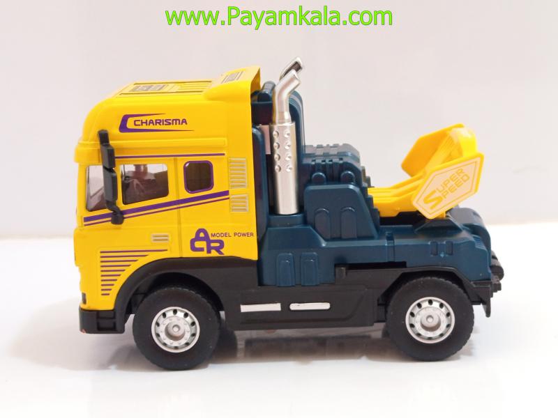 کامیون یدککش اسباب بازی عقبکش فلزی (KLX) زرد