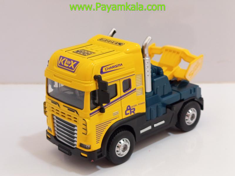 کامیون یدککش اسباب بازی عقبکش فلزی (KLX) زرد